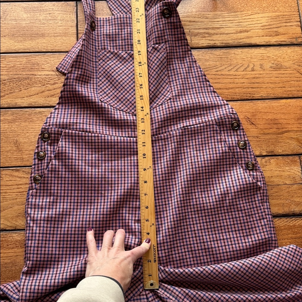 Anthropologie FRNCH Pink Purple Paris Plaid Tapered Stylish Jumpsuit Overalls XS - Picture 15 of 16